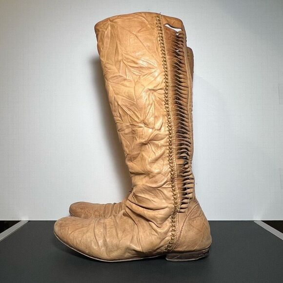 Womens SAM EDELMAN Berlin Tan Leather Knee High Boots / Size 7.5 Medium - Picture 3 of 8